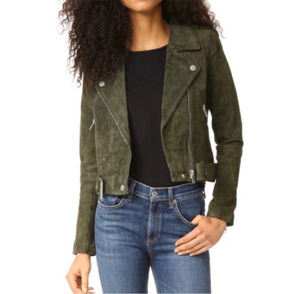 Blank NYC Olive Suede Moto jacket XS